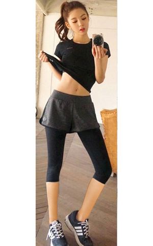 YG1001-2  Womens Yoga 2 Pieces Sets  Breathable Fitness Sports Suits